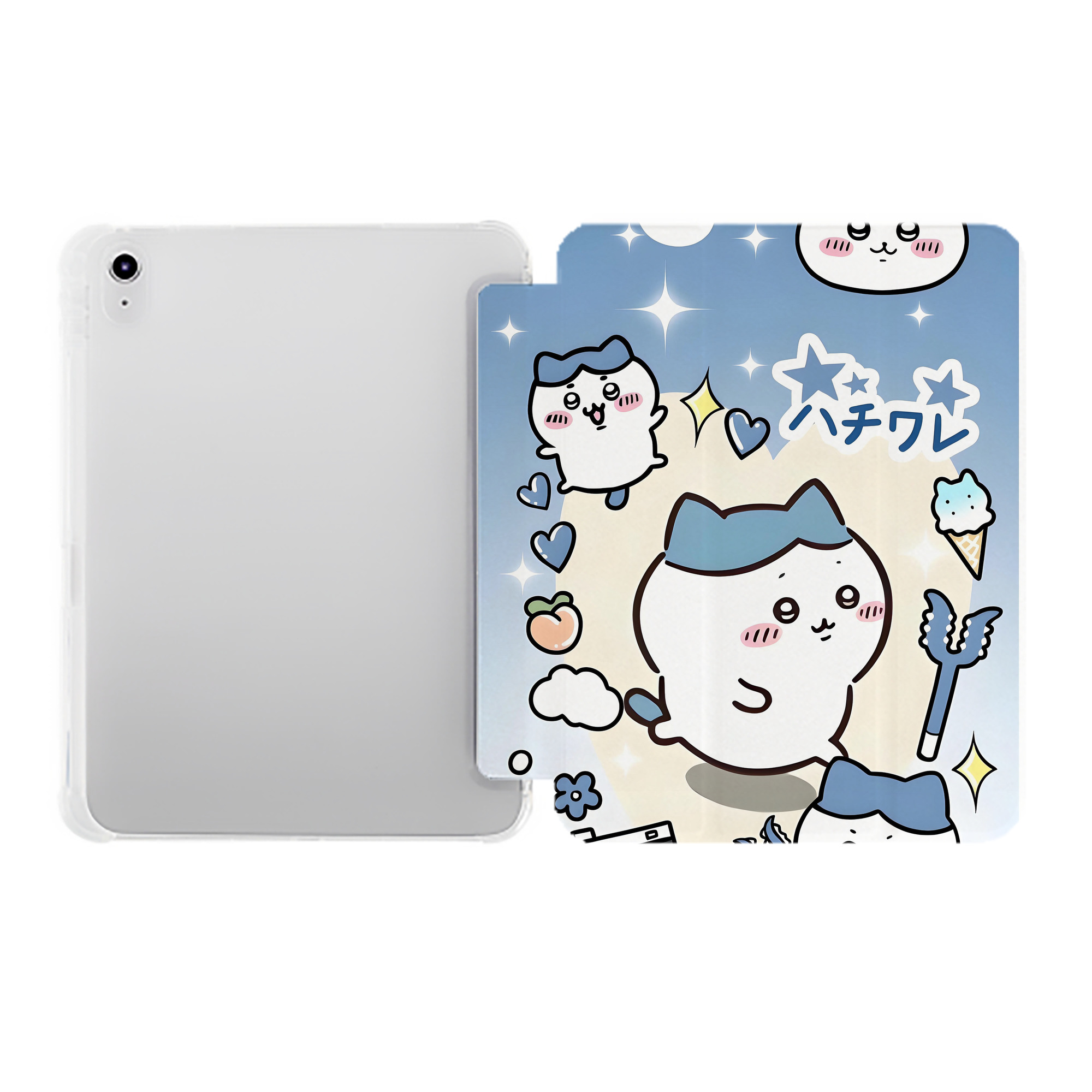 （画像用） ちいかわ Chii-kawa IPad ケース ペン収納付き 三つ折りスタンド PUレザー×シリコン 対応機種9.5/10.5/10.9インチ